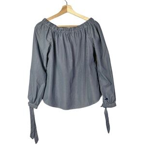 Boutique Runway Blue Stripe Off the Shoulder Long Sleeve M